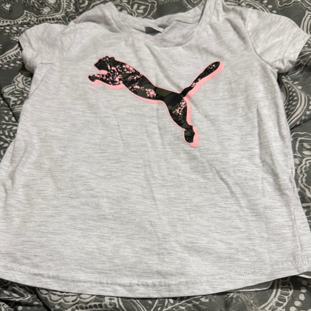 Puma Gray Short Sleeve Tee with Bold Logo